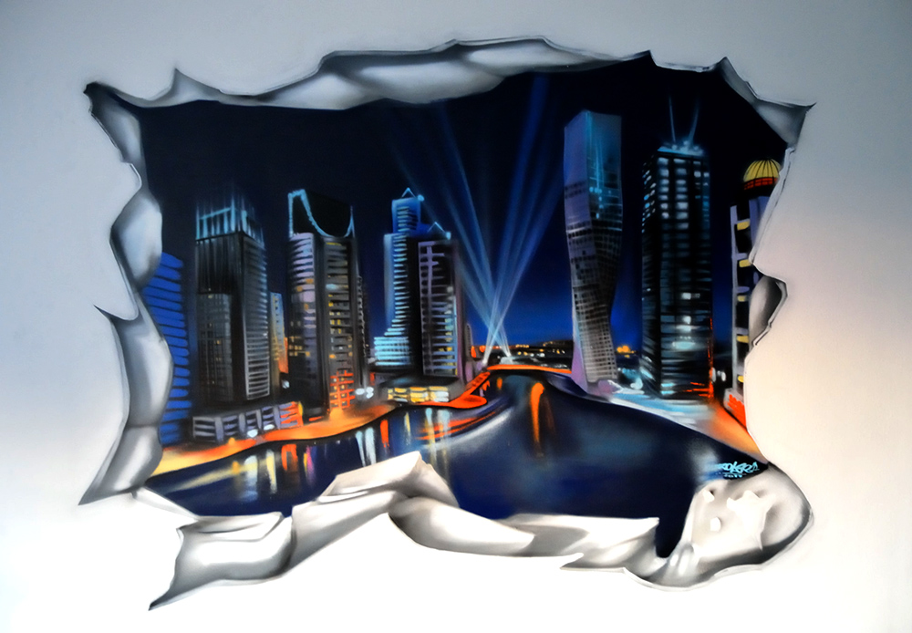 Graffitiauftrag Illusion Trompe l´oeil Wandmalerei Nürnberg